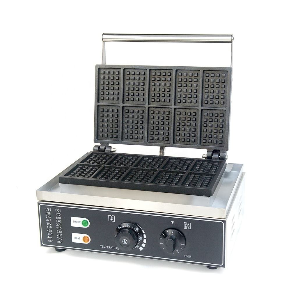 10 PIS waffle maker, angled front view with control panel