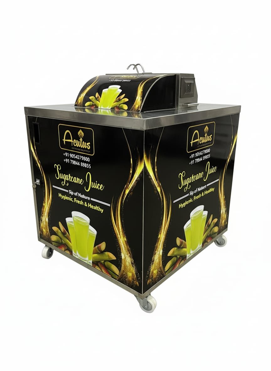 Sugarcane Juice Machine with Chiller, alternate angled view