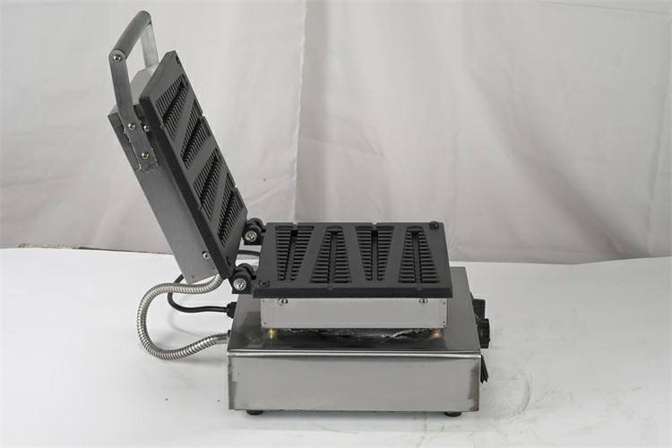 Lolly waffle maker, side angle view with plates open