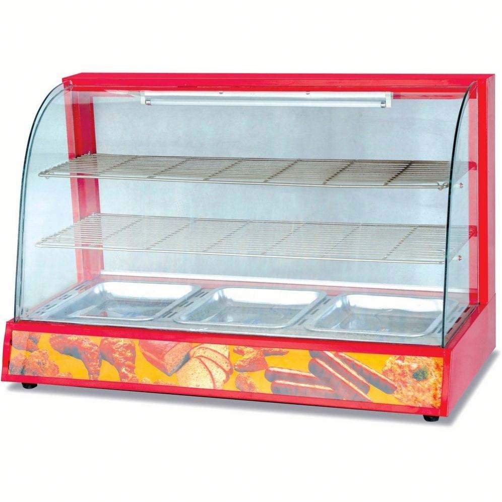 Deluxe food warmer, alternate angle with three food pans