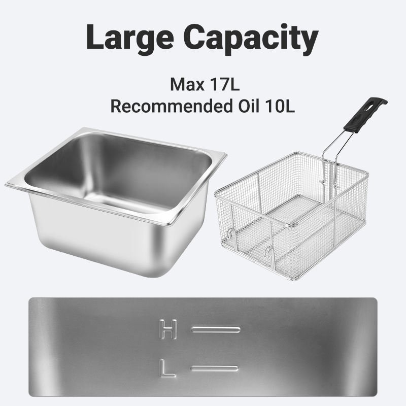 Large capacity fry basket and tank for the 10 litre electric deep fryer