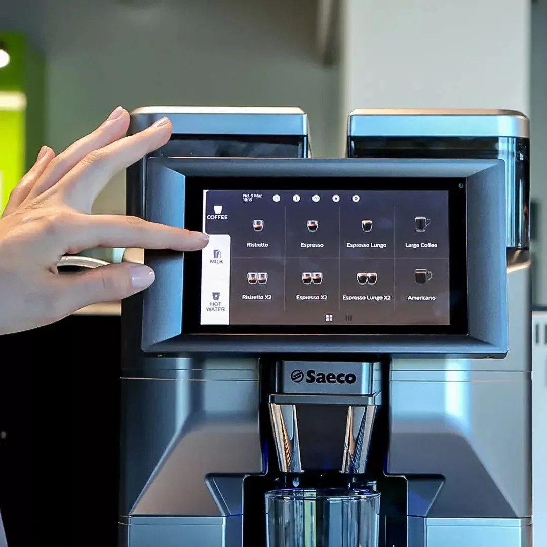 Saeco Magic M1 7 inch touch screen control panel in use