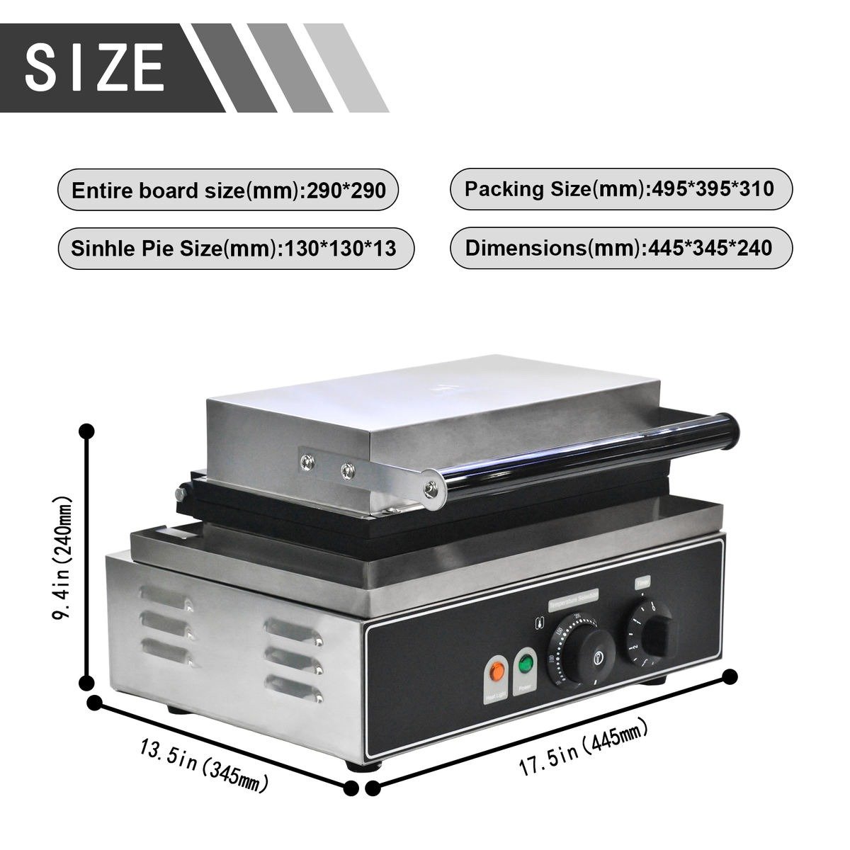 10 PIS waffle maker rear view with specification label