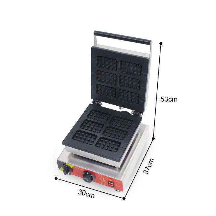 Dimensions diagram of the 6 PIS waffle maker