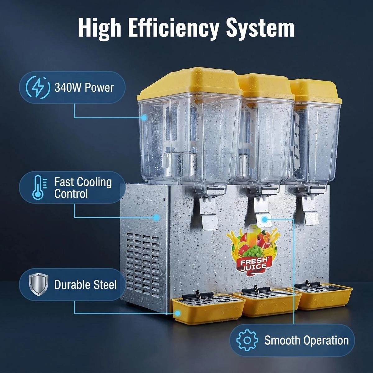 12L x 3 Cold Juice Dispenser, high efficiency system details