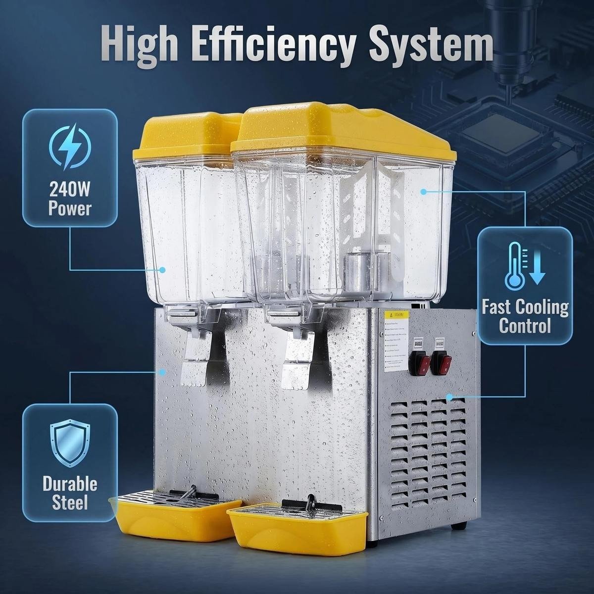 12L x 2 Cold Juice Dispenser, high efficiency system details