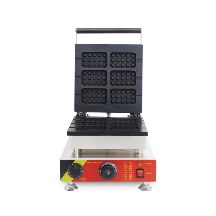 6 PIS waffle maker, front view with plates open