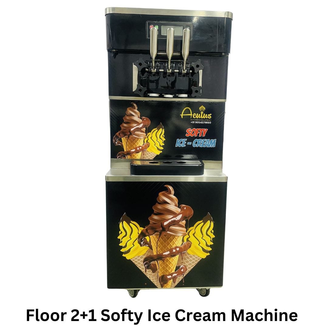 Softy Ice Cream Making Machine, Movable Floor Model, front view