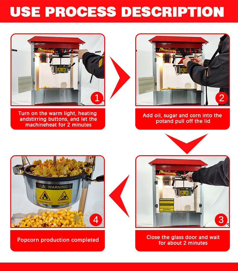 Electric Popcorn Vending Machine, use process steps
