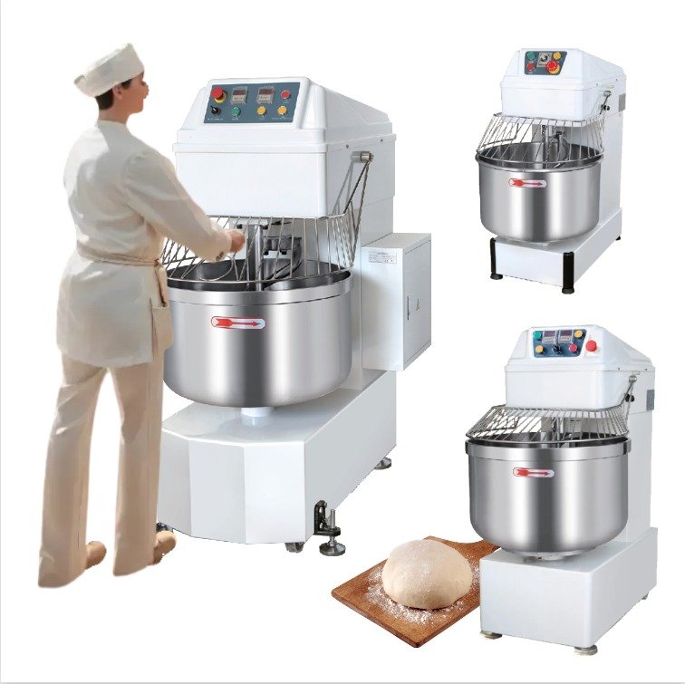 Baker using the SM-10 spiral mixer with fresh dough