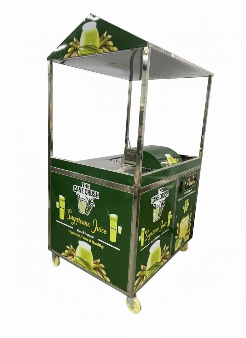 Cane Stall Trolley with Chiller, angled studio view