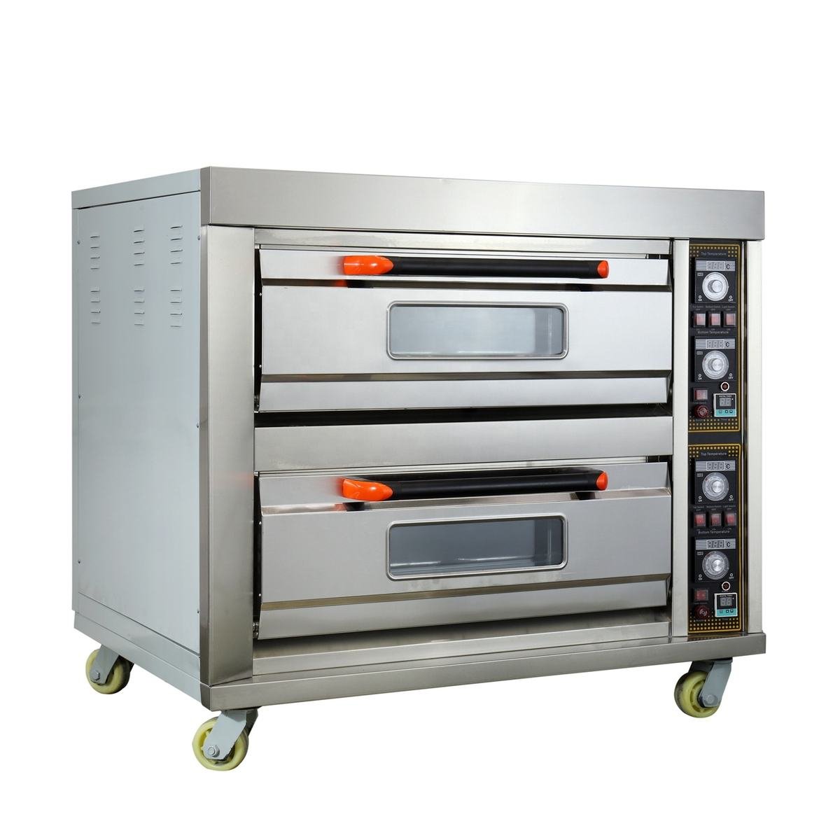 Electric pizza oven, 2 deck 2 tray, angled studio view