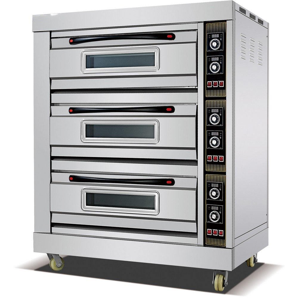 Electric Oven 3 Deck 6 Tray (EBO-36), angled studio view