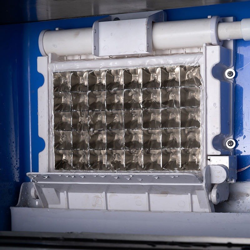 Commercial Automatic Ice Cube Maker, internal ice mold close-up