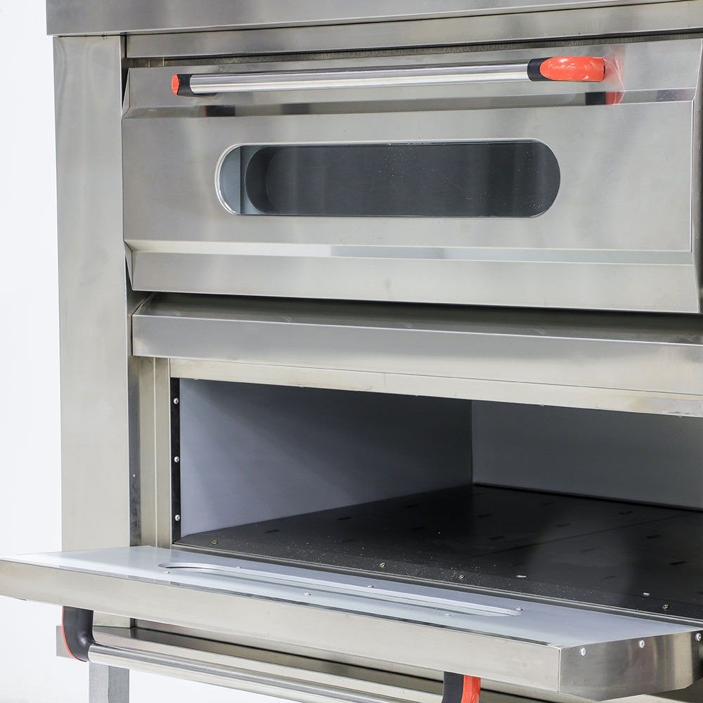 EBO-24 electric baking oven with drawer open, close-up view