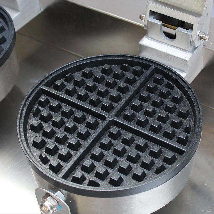 Close-up of the round Belgian waffle plate texture