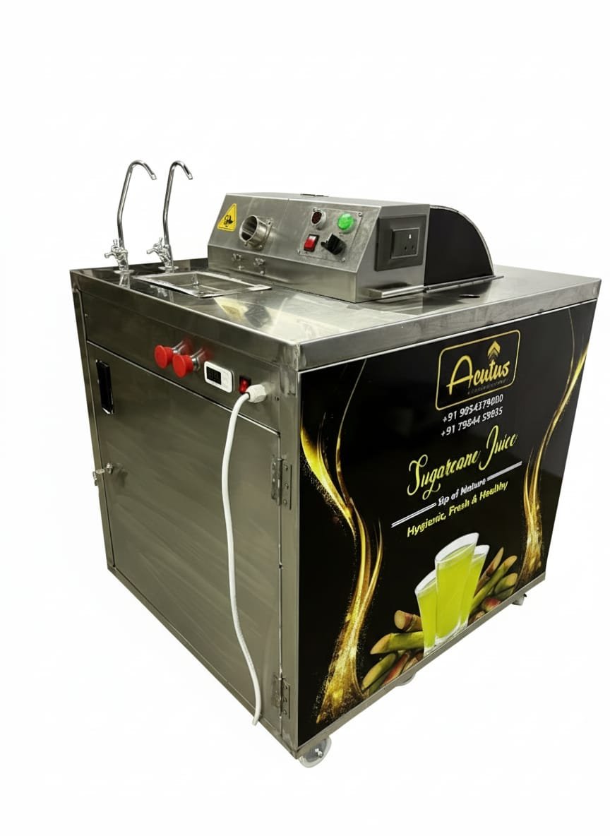 Sugarcane Juice Machine with Chiller, dual tap dispenser detail