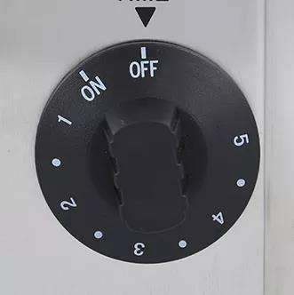Close-up of the toaster timer dial, settings 1 to 5