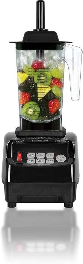 J-T-C OmniBlend V TM-800A Professional Blender, jar filled with fresh fruit